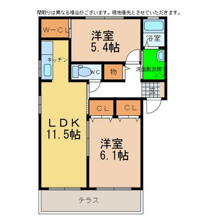 シャーメゾン小松島A・Bの物件間取画像